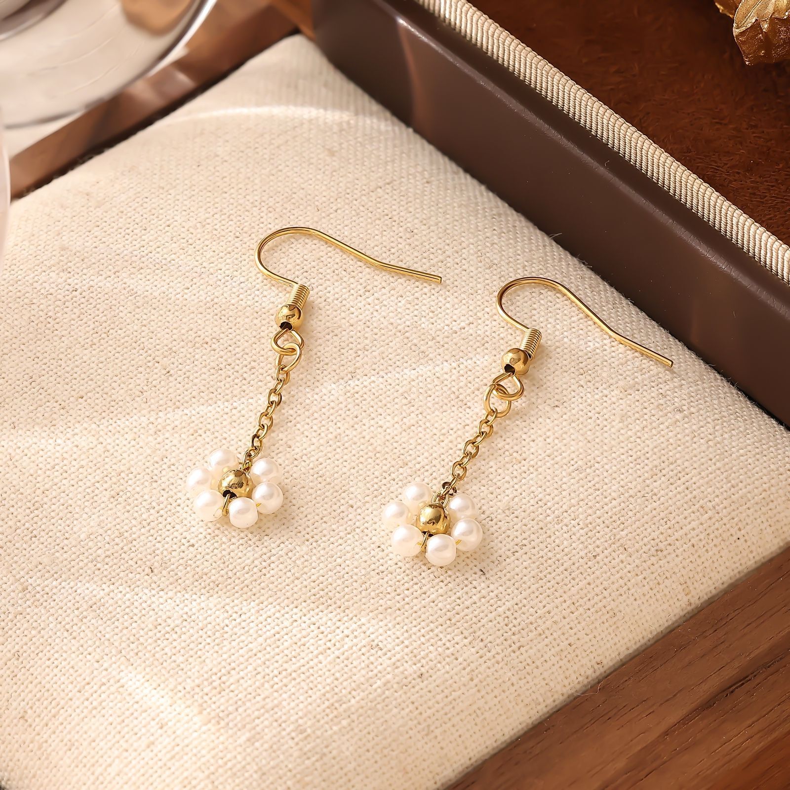 Seed Bead Flower Cat Paw Earring Set for Women Trendy Personality Heart Ear Clip Jewelry