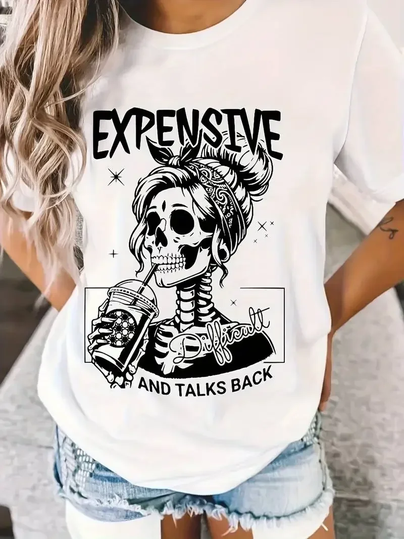 Summer Women's Pattern Printed Designer T-Shirt Spring and Summer Fashion Casual Simple Crew Neck Short Sleeve Top Women's Clothing