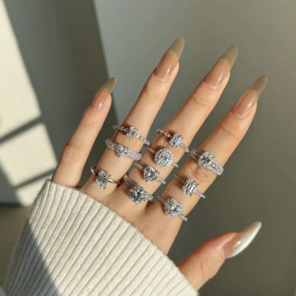 Dylam Stunning Top Jewelry Sterling Silver 3.0ct D Color VVS1 Clarity Oval Shape Moissanite Stone Women Bridal Engagement Rings