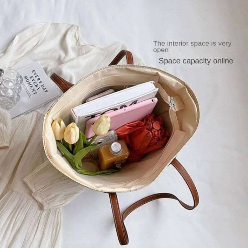 Straw women's summer inswind 2024 new beach seaside outdoor travel vacation large capacity shoulder bag