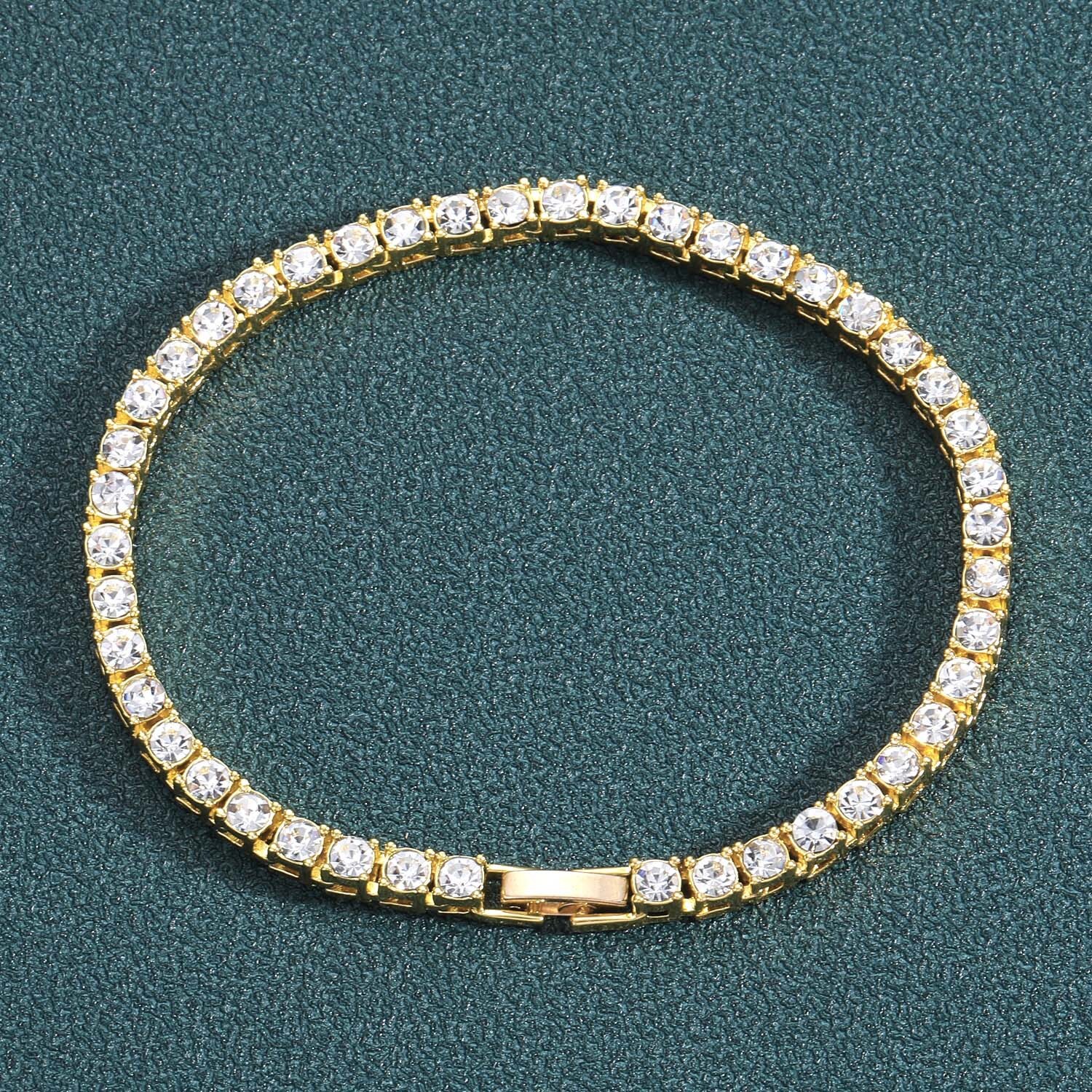Bracelet hip hop 3mm4mm5mm6mm Moissanite Rhinestone a row of tennis chains personality hip hop Bracelet moissanite