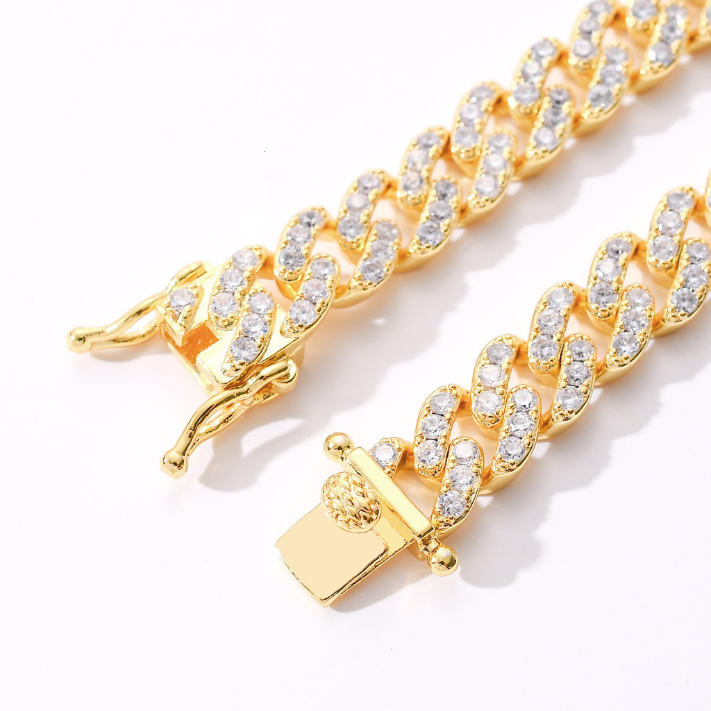 Hip Hop Bracelet 9mm Single Row Moissanite Cuban Chain Mens and Womens Bracelet Personalized Simple Hip Hop Accessory moissanite