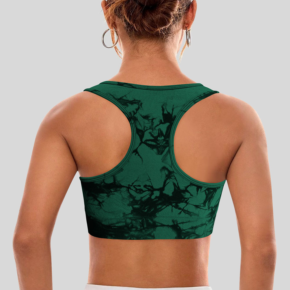 Sports outdoor tie dye seamless high stretch fitness vest with chest cushion for women