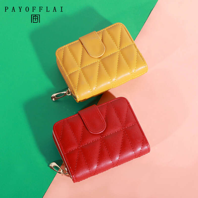 PAYOFFLAI Korean Style Cute PU Short Coin Purse for Women 80% off Zipper Wallet Card Holder