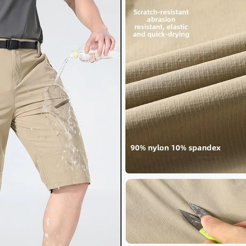 Mens Tactical Shorts with Multi Pockets Casual Durable Waterproof Cargo Hiking for Outdoor Trekking Army Clothing Baggy 250530