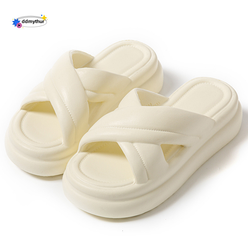 Thick-Soled Women's Summer Outdoor with Soft Sole, Comfortable Indoor Casual Fashion Cross-Strap Slippers ddmythur