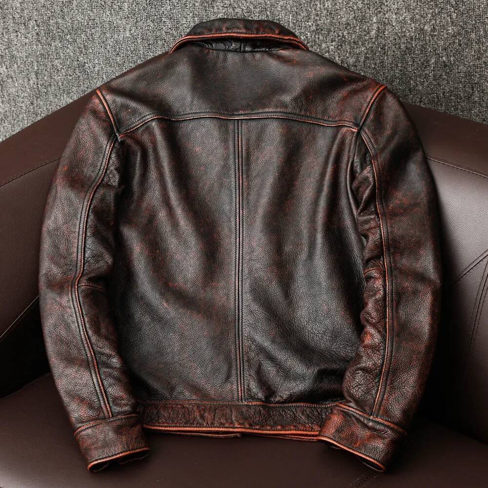COPERSIAN Vintage Men Jackets Cowhide Motorcycle Genuine Motor Biker Clothing Distressed Leather Coat Air Force