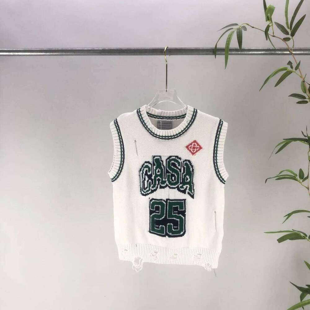 2025 Summer Vacation Women's Sports Knitted Vest +Shorts 2 Piece Outfits Crochet Sets Letter Jacquard Pattern Matching Set