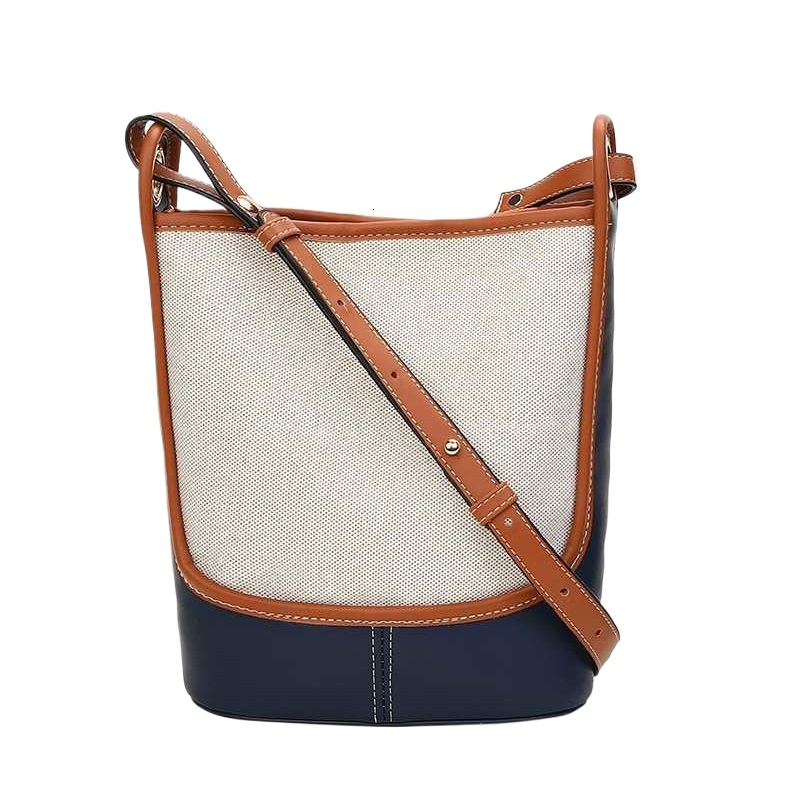designer 2025 College Style Canvas Bag for Women High-end Color-blocking Crossbody Bucket Bag Fashionable Large Capacity Shoulder Bag