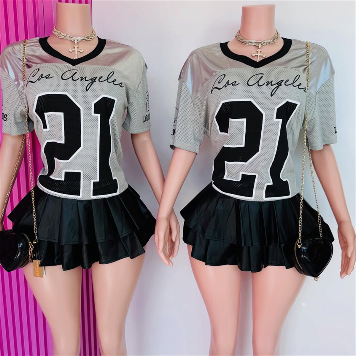 Designer T Shirt New Cross Border Fashion Street Print Color Block Loose Casual Short Sleeve Top V Neck Sports Style T Shirt Women S Clothing Essentia