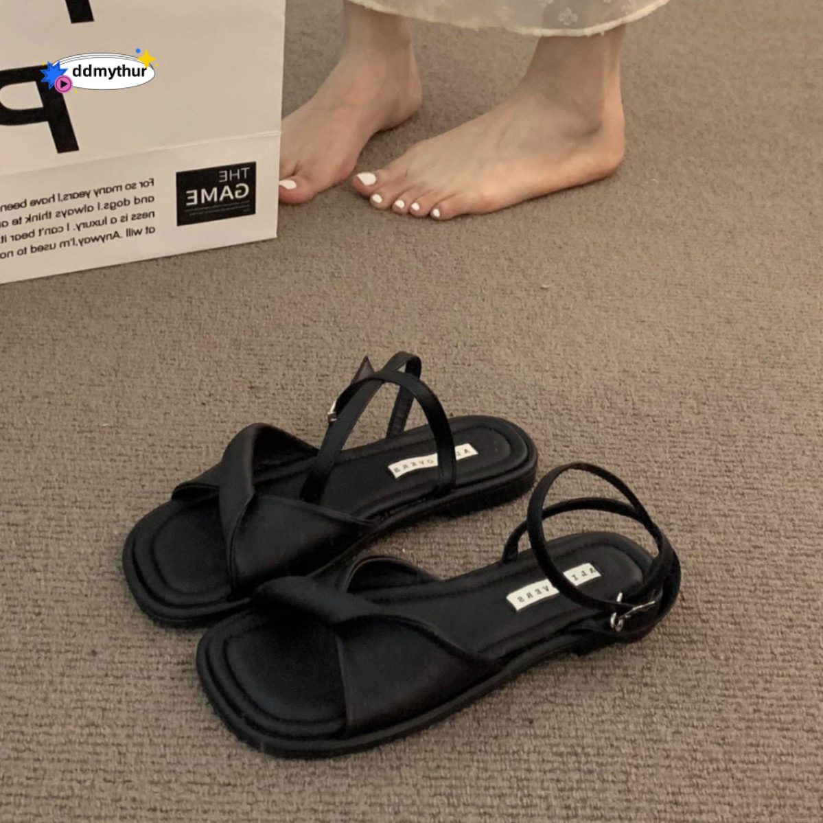 Versatile Comfortable Sandals for Women 2025 Spring Summer New Chunky Heel Open Toe Niche Style Roman Shoes to Match Dresses ddmythur