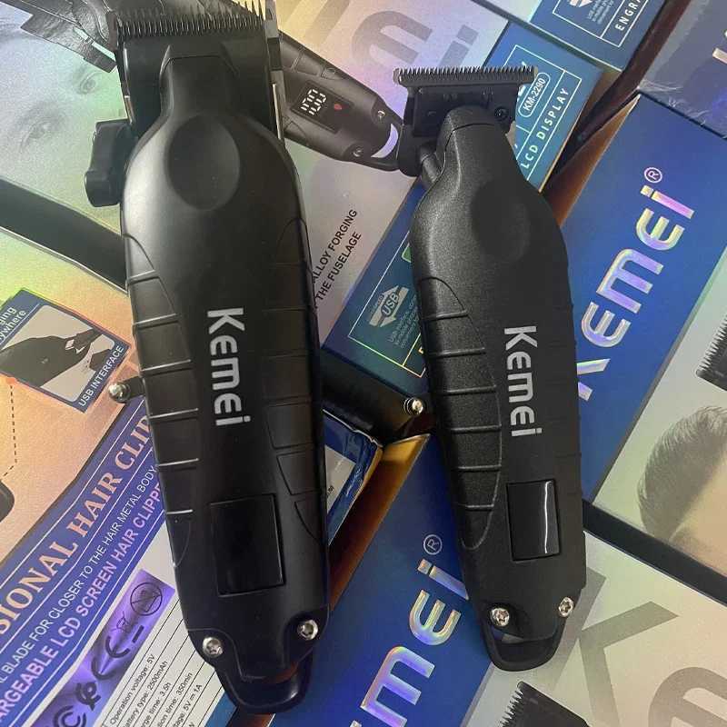 Kemei 2290 2293 Profesional Cordless Hair Clipper Men Barber Fade Clipper And Zero Gapped Trimmer Set Electric Hair Cutting Kit S2562