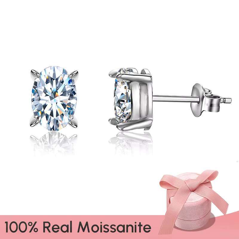 Sparkling 1CT 2ct Oval Cut Moissanite Diamond Earring for Women Gift 925 Sterling Silver Engagement Wedding Fine Jewelry