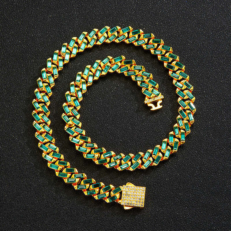 Hip Hop Jewelry 13mm Inlaid Dia Fashion Cuban Couple Sweater Chain Pendant Accessories