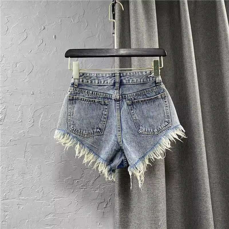 Denim Shorts Jeans Shorts Women S Slim Fit Distressed Pocket Tassel Frayed Vintage Color Denim Shorts Sexy Low Waist A Line Hot Pants Ripped Short Jea