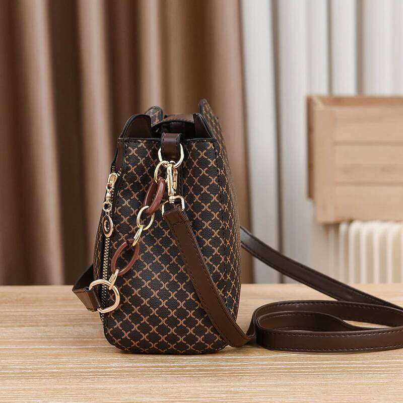 New Women Handbag Design Bucket Crossbody Flip Check Print Large Capacity Single Shoulder Straddle Bag