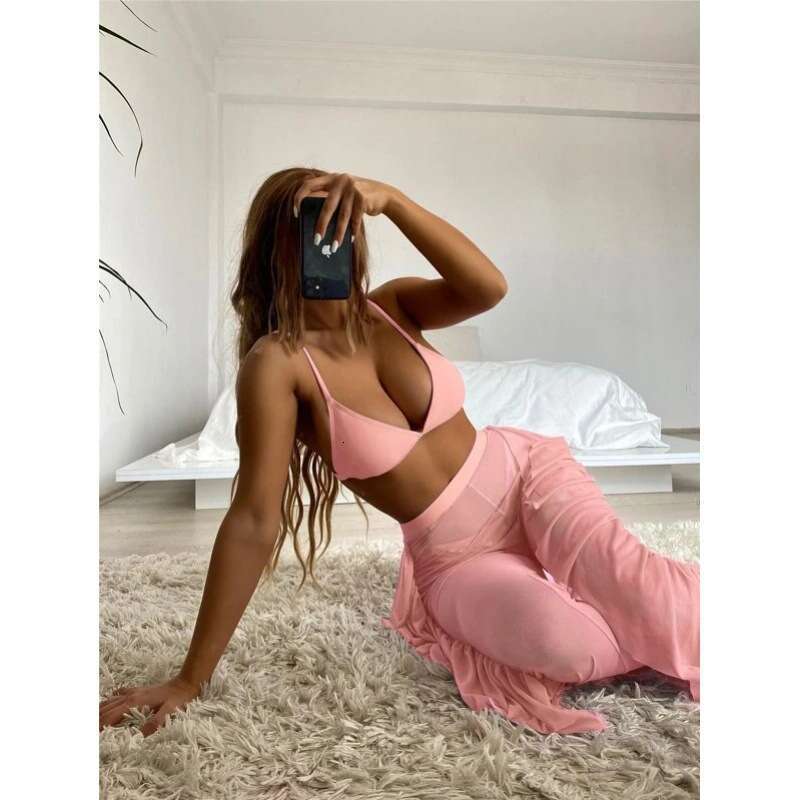 New three-piece set multi-color pants skirt European and American sexy bikini swimsuit 2025 new casual fashion trend clothing