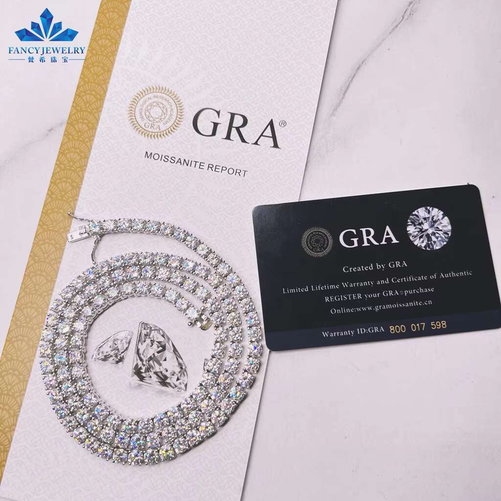 Factory Cheap Price 925 Sterling Silver Tennis Necklace 3MM 4MM 5MM 6MM Moissanite 6-24 Inches 925 Silver Moissanite Chain