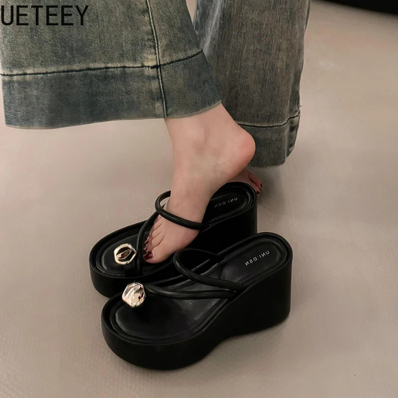 2025 Summer Platform Wedges Heel Women Flip Flop Fashion Clip Toe Slippers Shoes Beach Vacation Female Slides 250528