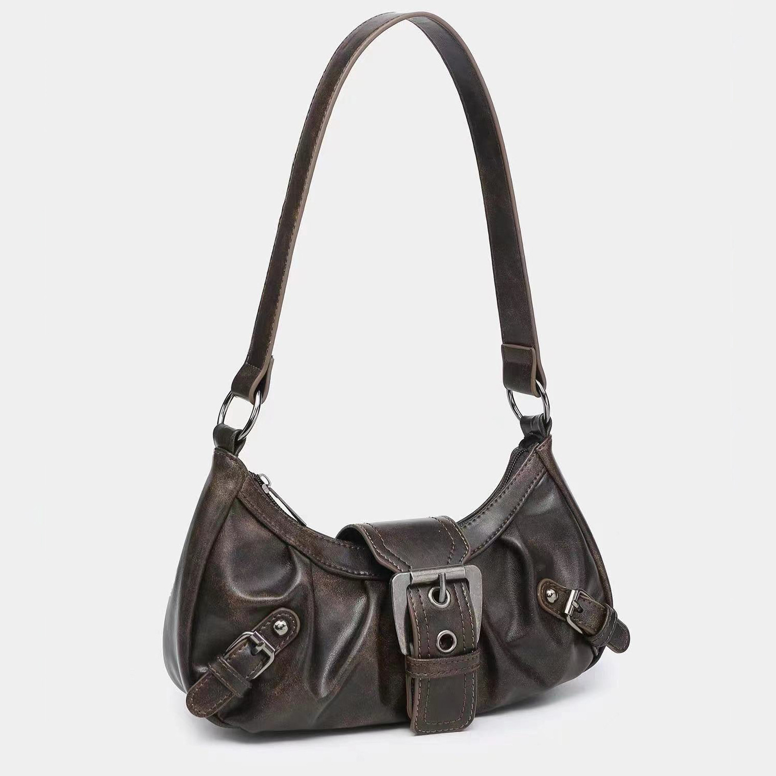 Hot Selling Melard Style Trendy Girl Wasteland Style Vintage Two-tone Leather Shoulder Bag Underarm Bag