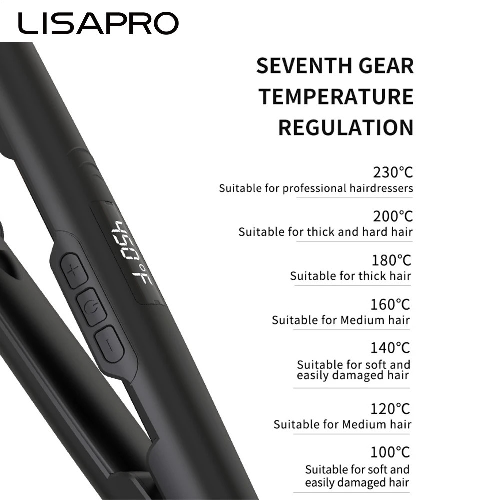 LISAPRO Original Ceramic Hair Straightening Flat Iron 1 Plates |Black Professional Salon Model Hair Straightener Curler 250529
