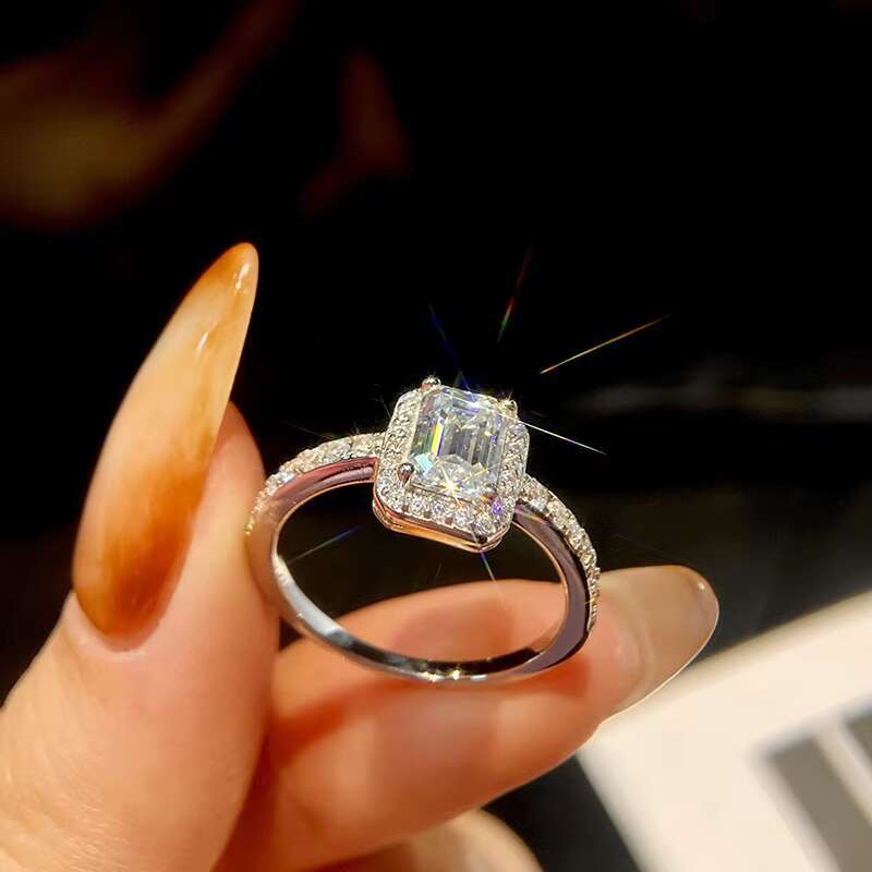 GRA Certificate Emeraude Cut 1 2ct Diamond Moissanite Rings 925 Sterling Silver for Women Wedding Engagement Jewelry Gifts