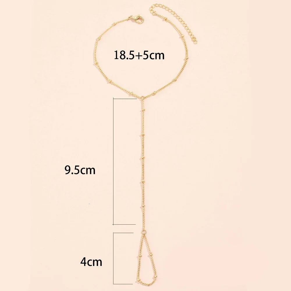 Dainty Hand Chain Bracelet Ring Gold Plated Handmade Link Chains Connecting Harness Bracelets Hand Jewelry for Women Trendy Gift 250528