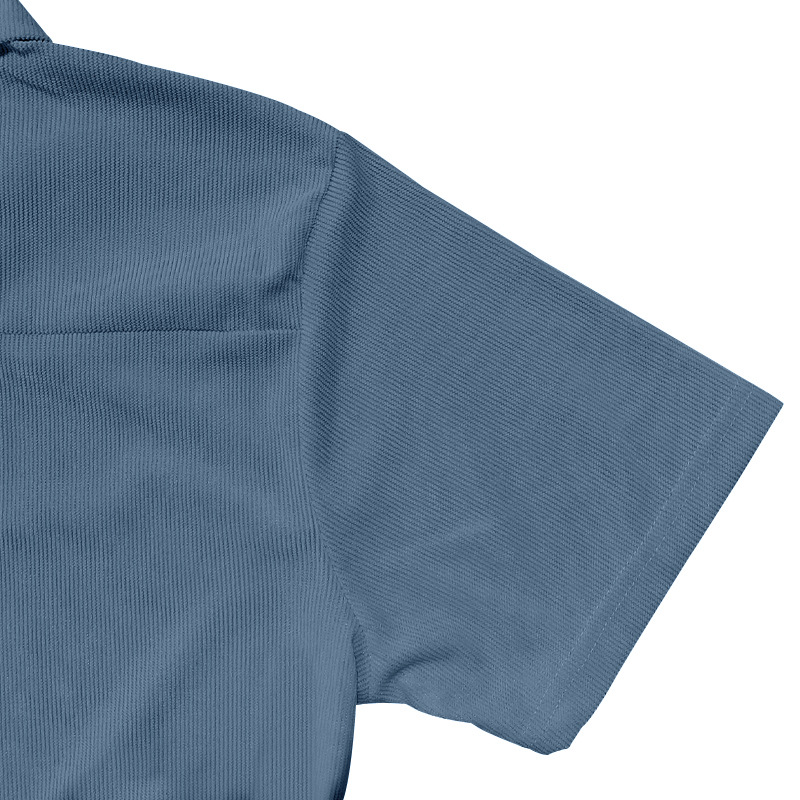 designer t shirt polo shirt Mens Summer Loose Corduroy Amekaji Half Zip Polo Short Sleeve T Shirt