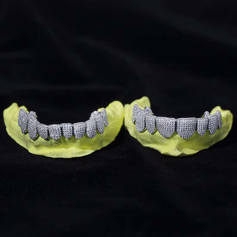 MSA-507 Custom 10k 14K 18k Gold 925 Silver Grillz Iced Out Moissanite Diamond Grillz Teeth