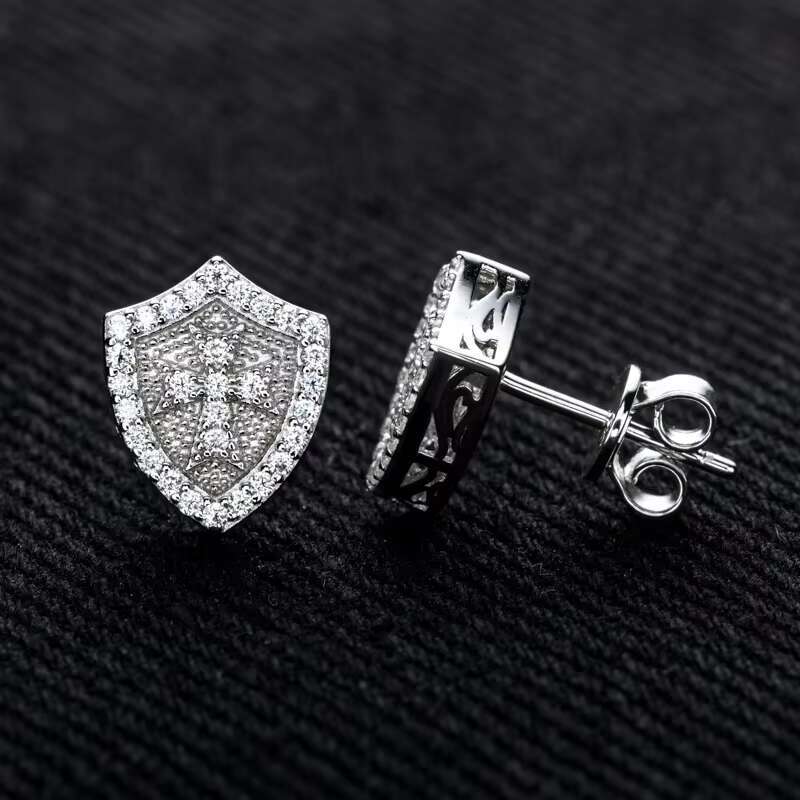 0.4cttw Moissanite Diamond Hip Hop Cross Rappr Stud Earrings 925 Sterling Silver D Color Bling Statement Jewelry for Men Women