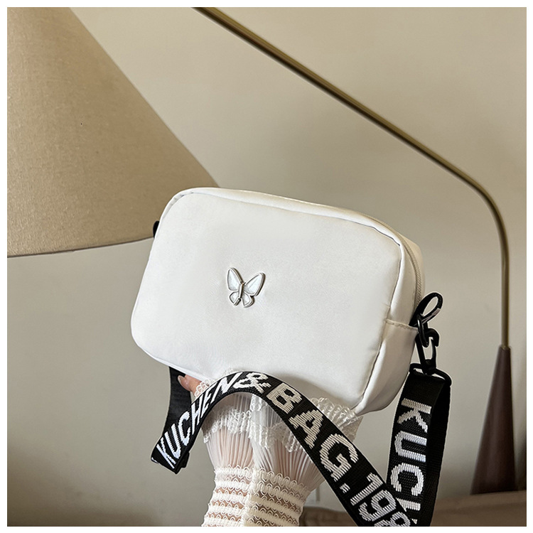 Free Shipping Designer Fashionable And Versatile Nylon Fabric Broadband Small Square Bag Ins Butterfly Women's Simple Single Shoulder Diagonal Cr