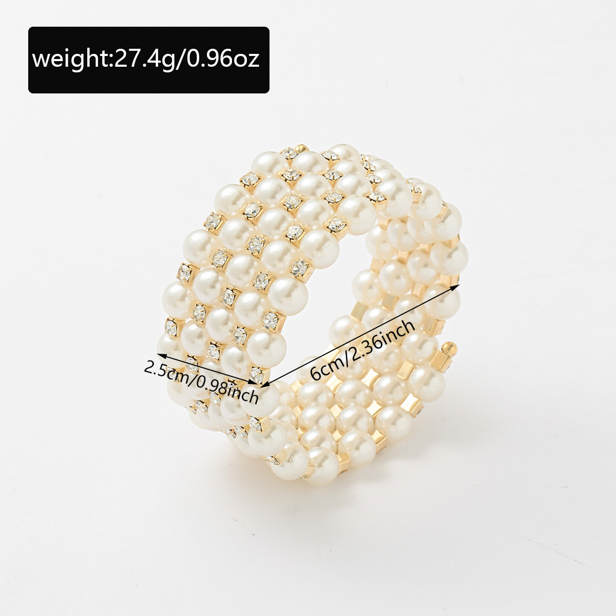 Hot selling Bridal Pearl Bracelet Luxurious High end Multi layer Adjustable Elastic and Full diamond Design