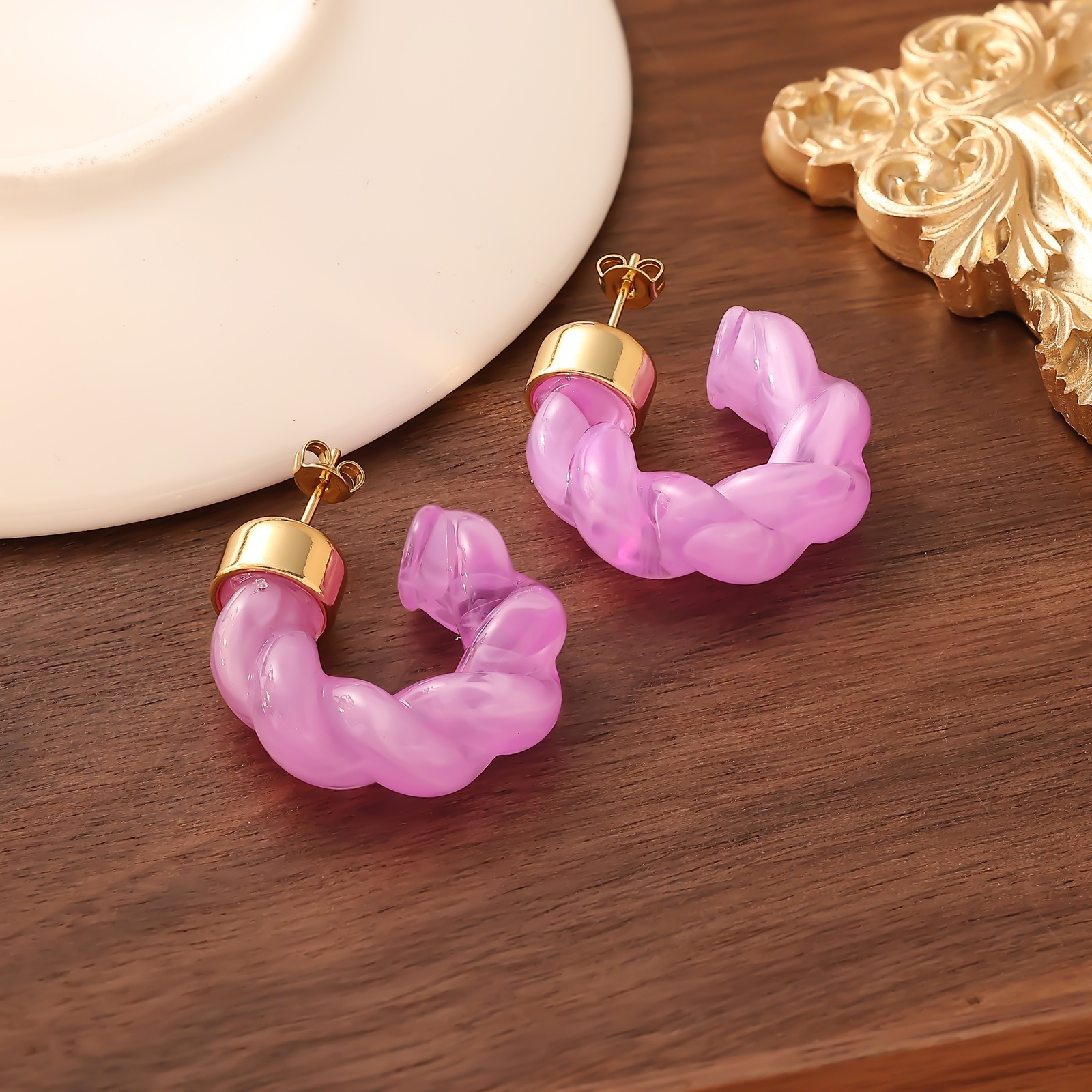 Trend Geometric Twist Hoop Fashion Exquisite Small Popular C-shaped Earrings Creative Ear Jewelry for Women