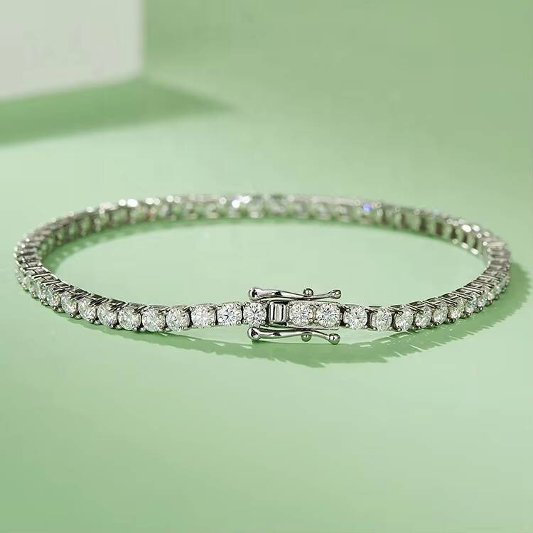 fashion Jewelry 3mm 4mm 5mm DEF Sterling Sier white Gold Plated Moissanite Tennis Bangle Bracelet