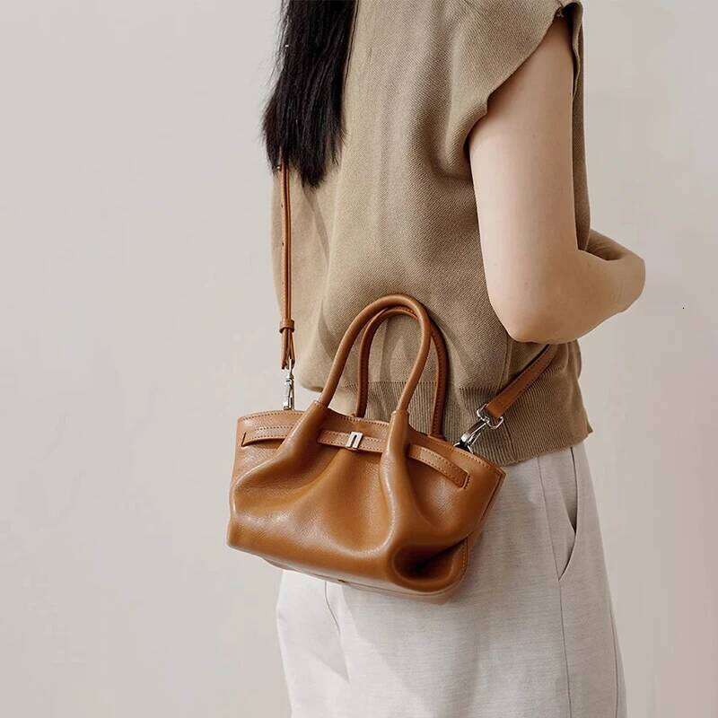 Women Cow Real Leather Handbags Female Cute Natural Cowhide Retro Crossbody Ladies Fashion Designer Shoulder Bag Girl