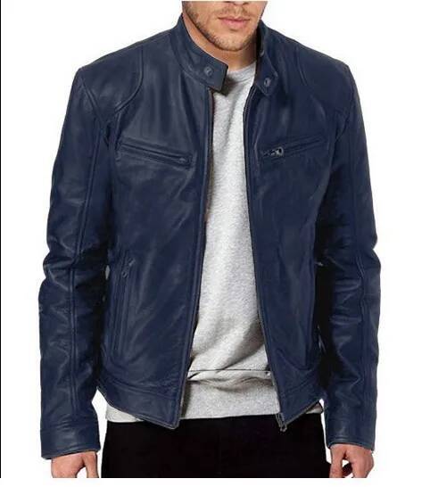 2025 Motorcycle Jacket Slim Short-Coat Collar PU Jackets Autumn Winter Windproof Leather Coat Blazer Men Blazers 5Xl