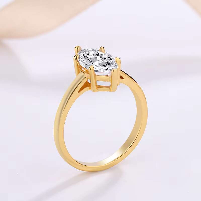 Wholesale S925 Sterling Silver Moissanite Ring for Women Horse Eye Design Cross-Border