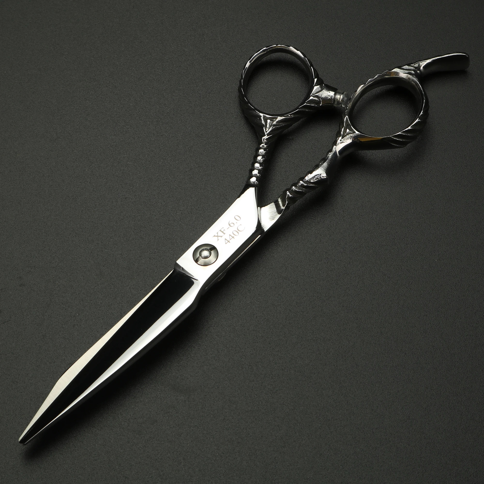 Silver Peacock Screw Barber Cutting and Thinning Scissors 6-inch Japanese 440C Steel Hair Scissors 250530