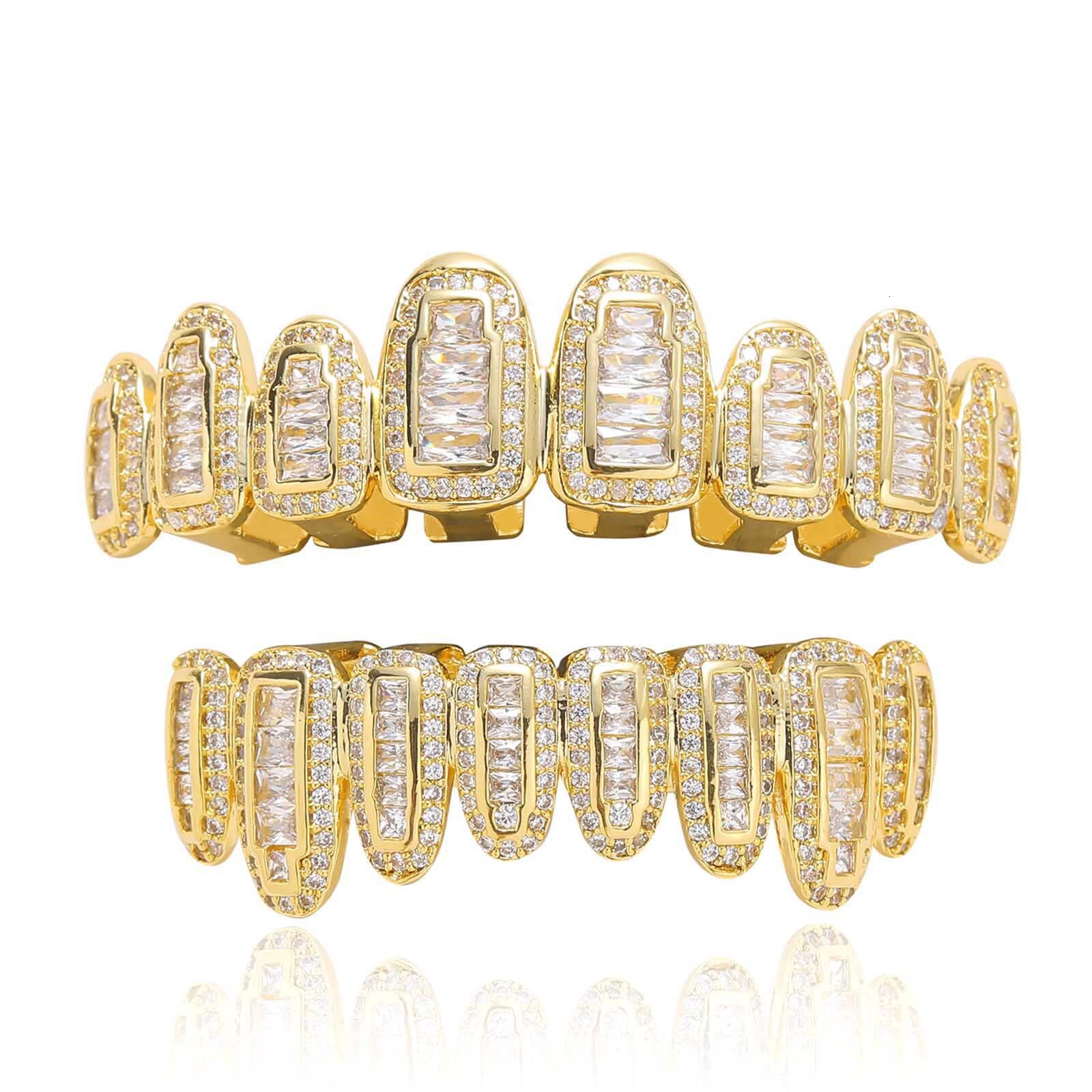 Meisas New Hip Hop Decoration Eight Teeth Bracelets Micro Inlaid with T-shaped Moissanite Sharp Teeth Gold Teeth Trendy Hip Hop Jewelry moissanite