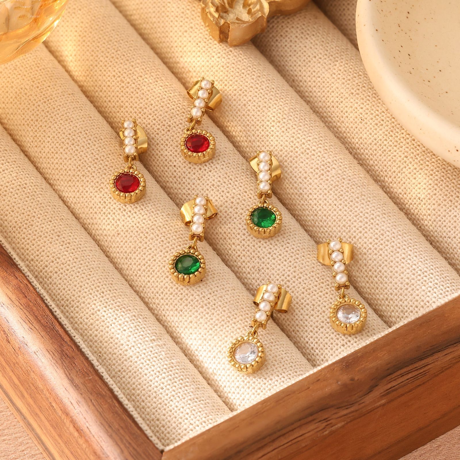 Titanium Steel Design Water Drop for Women Versatile Zircon Studs Light Elegant Earrings