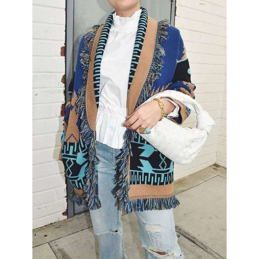 Boho Inspired Cashmere-Wool Wrap Cardigan Brand Knitted Cardigan Sweater For Women Side Pockets Warm Oversized Cardigans