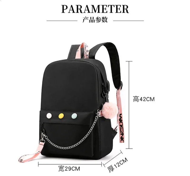 Women Schoolbag Waterproof Large Capacity School Backpack Zipper Teens Girl Casual Daypack Bag Capybara Anime Student Backpacks 250530