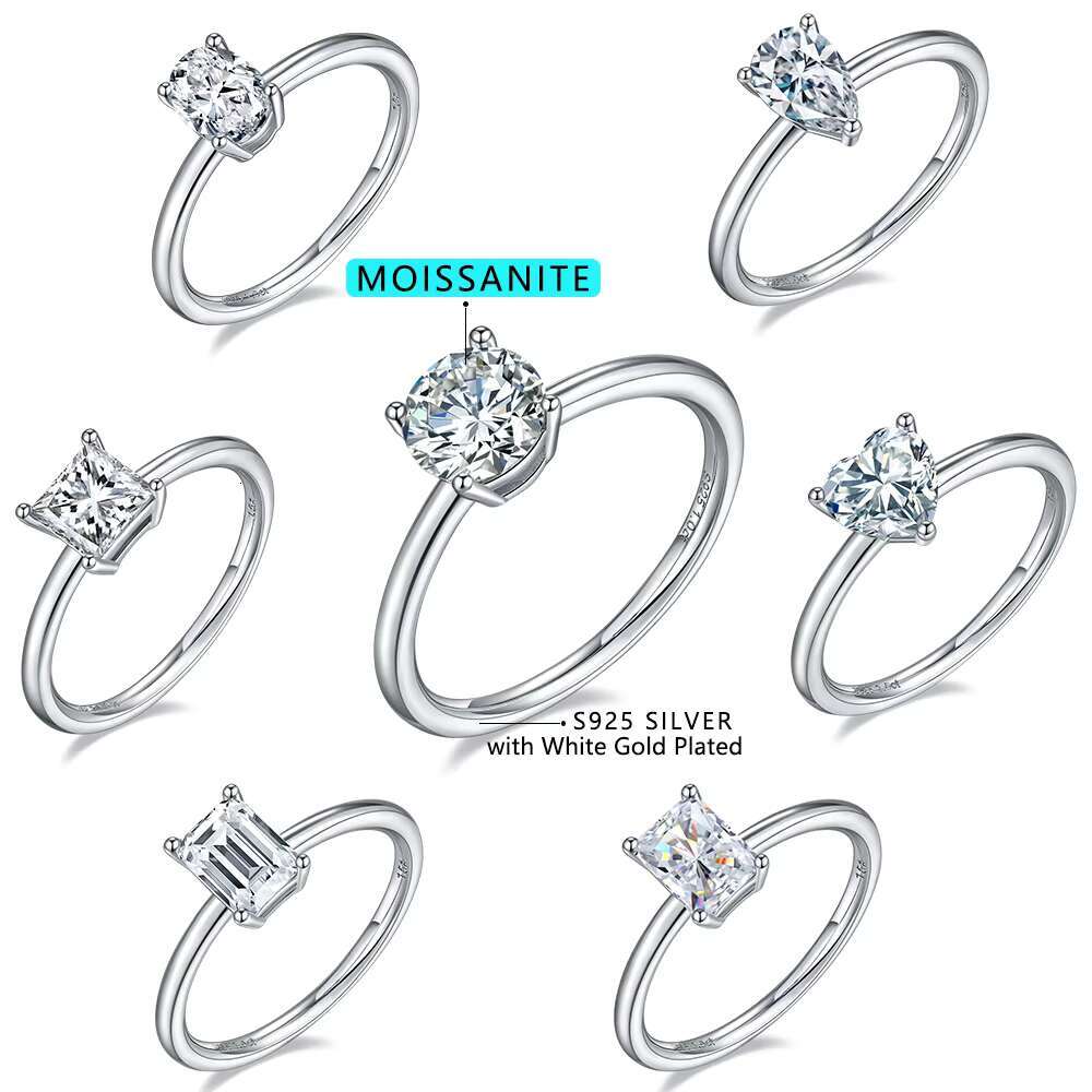 2024 New Engagement Moissanite Diamond Ring 925 Sterling Silver Lady Wedding Moissanite Ring with GRA Certificate
