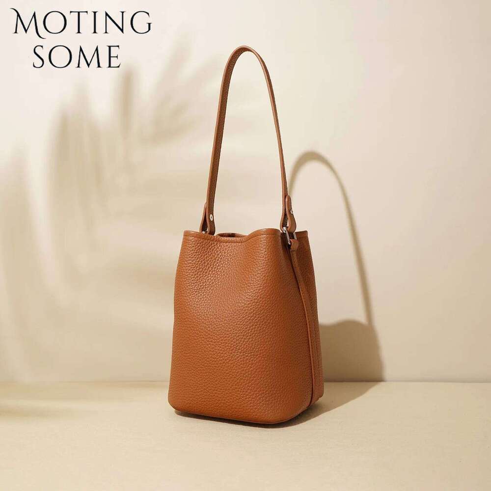 Motingsome Mini Shoulder Bucket Bags For Women Top Quality Cow Leather Handbag Small Casual Tote Cowhide Crossbody Bag 250514