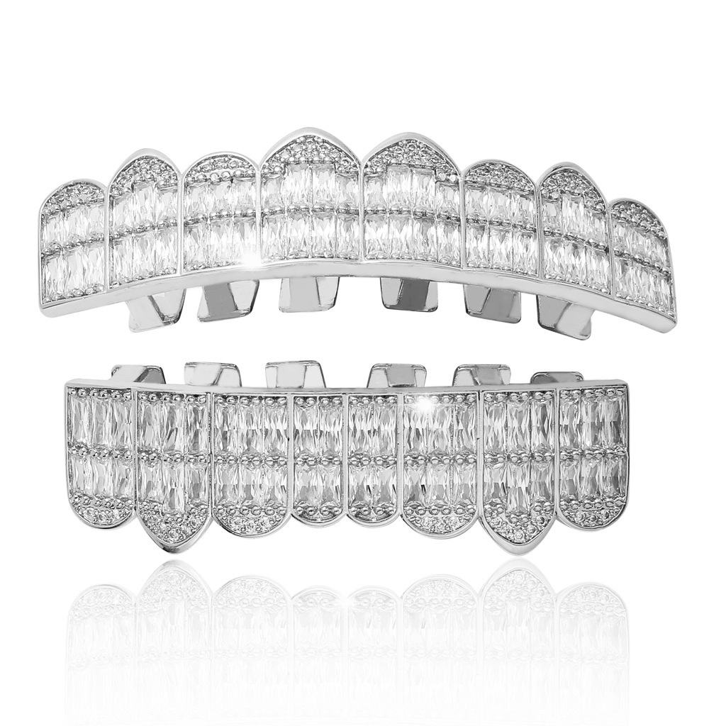 Hip hop micro inlaid Moissanite 8 teeth braces moissanite