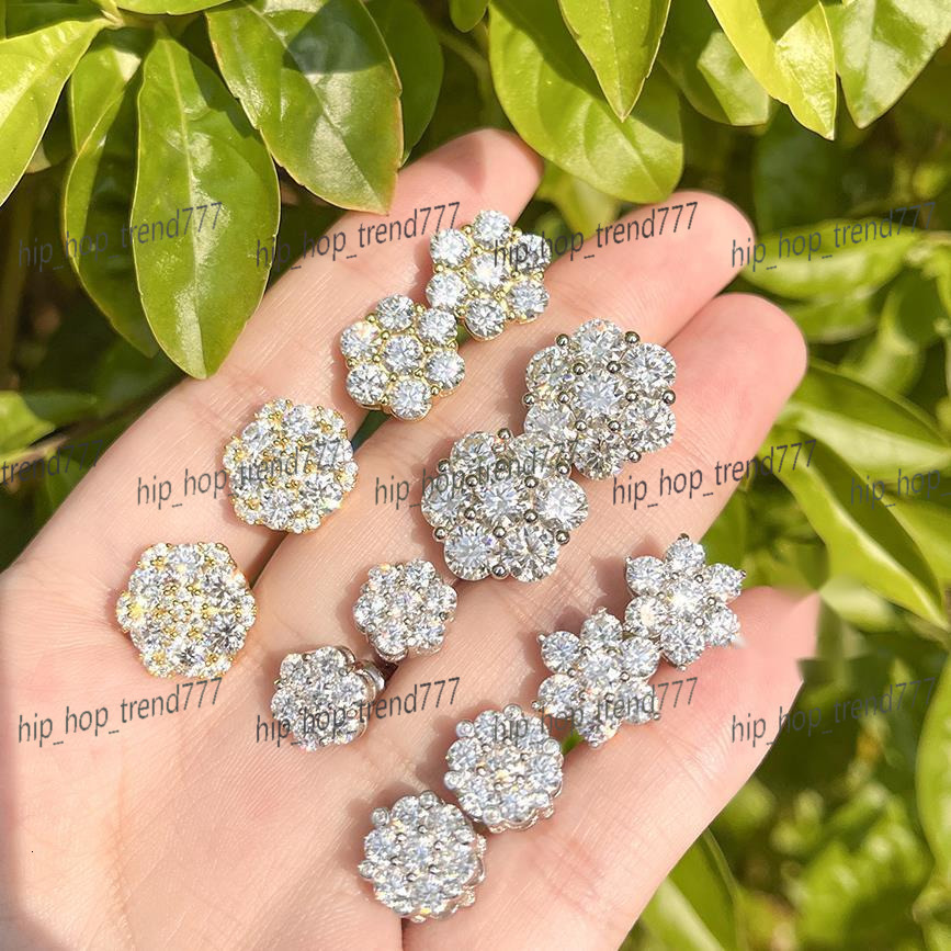 Fine Jewelry Past Diamond test Earrings Vvsmoissanite Stone Fashion Iced Out 925 Sterling Silver Flower Earrings