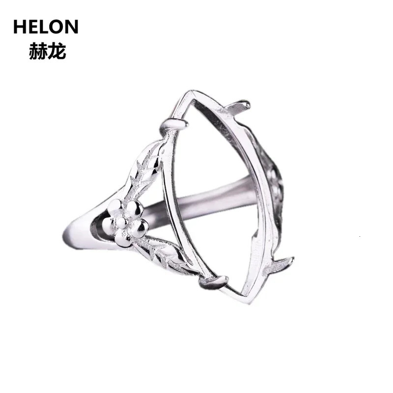 925 Sterling Silver Ring 10x20mm Marquise Cabochon Semi Mount Ring for Amber Agate Turquoise Fine Jewelry Setting Classic 250526