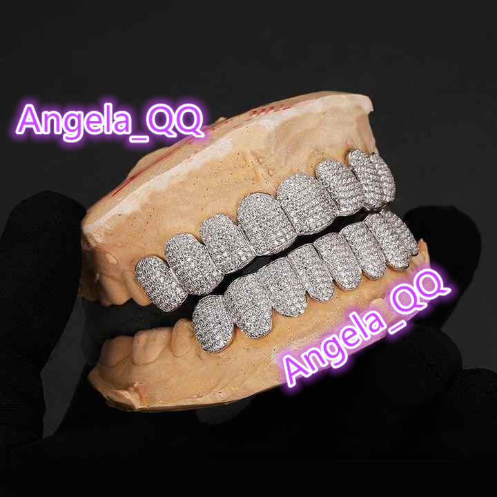 8 Top 8 Bottom Hip Hop Custom Iced Out Moissanite Grillz 925 Sterling Silver Different Rapper Style for Men