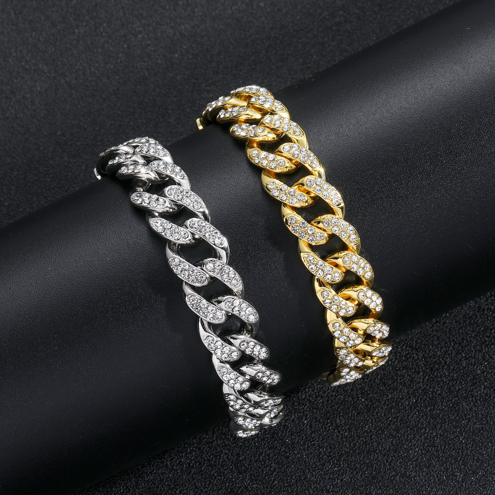 Hip hop Bracelet 13mm full diamond Cuban Bracelet classic Moissanite personality trendsetter mens hip hop Bracelet moissanite