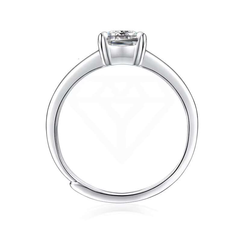 Fine Jewelry Emerald Cut Ring Rhoudium Plated Solitaire Setting Ring 925 Sterling Silver VVS Moissanite Diamond Jewelry